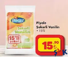PİYALE ŞEKERLİ VANİLİN 15'Lİ fiyat ve kampanya bilgisi